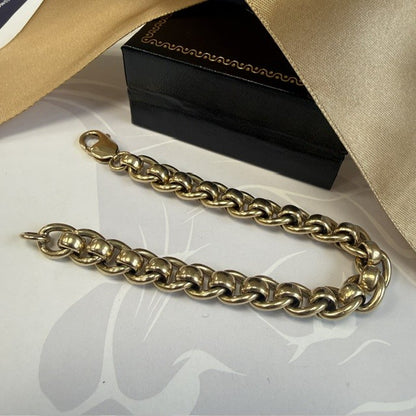 9ct Gold Rollerball Bracelet SOLID Man's Bracelet - 7.5 Inch