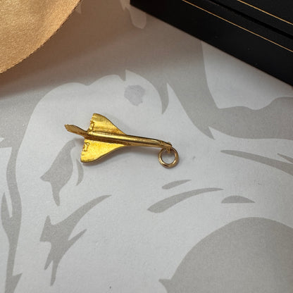 9ct Gold Concorde Aeroplane Charm Pendant