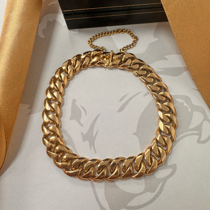 18ct Yellow Gold Solid Curb Bracelet with Safety Chain