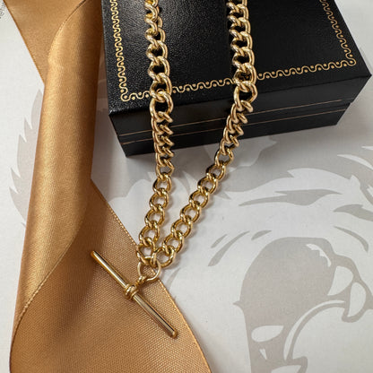 9ct Gold Albert Chain with T-Bar 18 Inch
