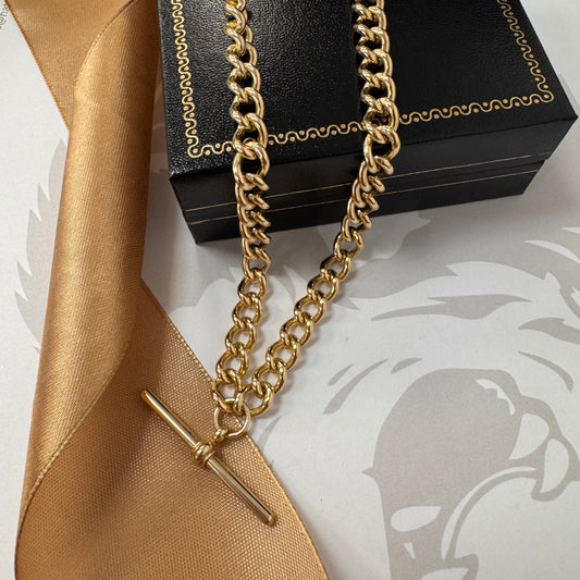 9ct Gold Albert Chain with T-Bar 18 Inch
