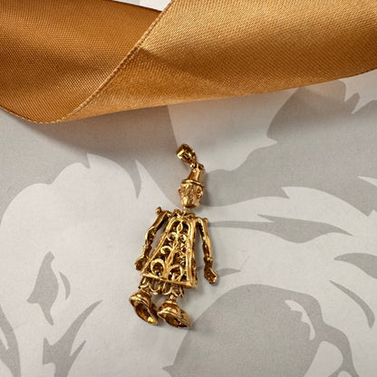 9ct Yellow Gold Articulated Clown Pendant