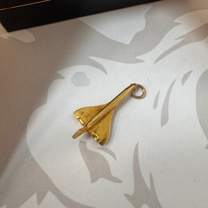 9ct Gold Concorde Aeroplane Charm Pendant