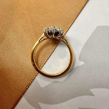 18ct Two-Tone Gold Sapphire & Diamond Cluster Ring
