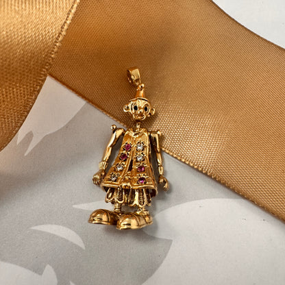 9ct Yellow Gold Articulated Clown Pendant