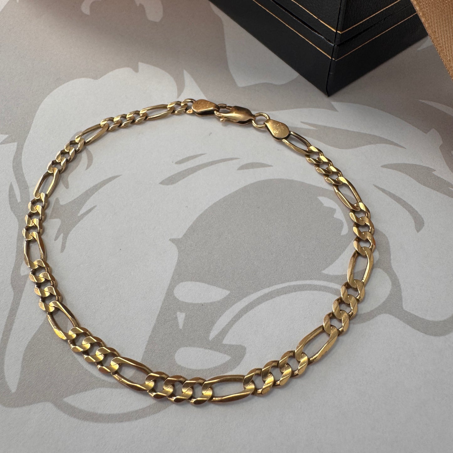 9ct Yellow Gold Figaro Bracelet – 7.6 Inches