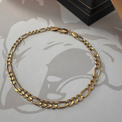 9ct Yellow Gold Figaro Bracelet – 7.6 Inches