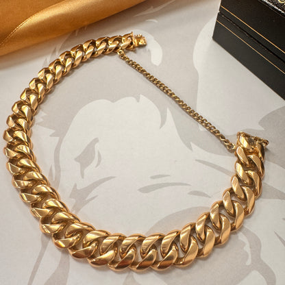 18ct Yellow Gold Solid Curb Bracelet with Safety Chain