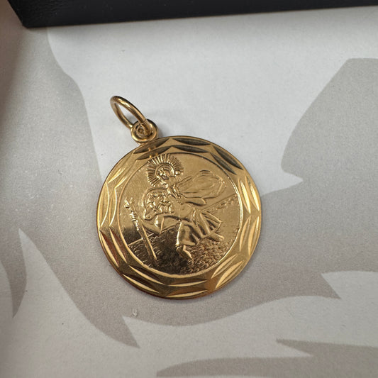 9ct Yellow Gold St Christopher Pendant