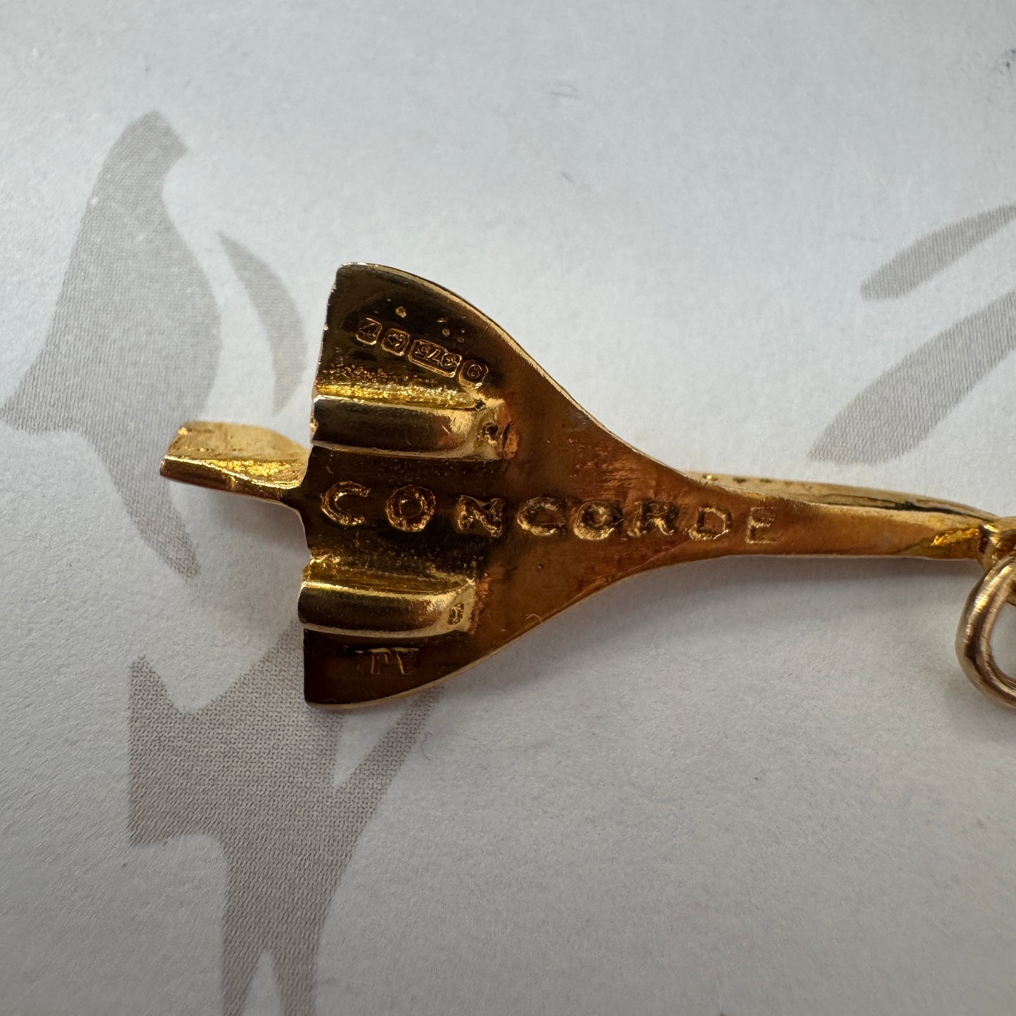 9ct Gold Concorde Aeroplane Charm Pendant