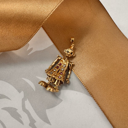 9ct Yellow Gold Articulated Clown Pendant