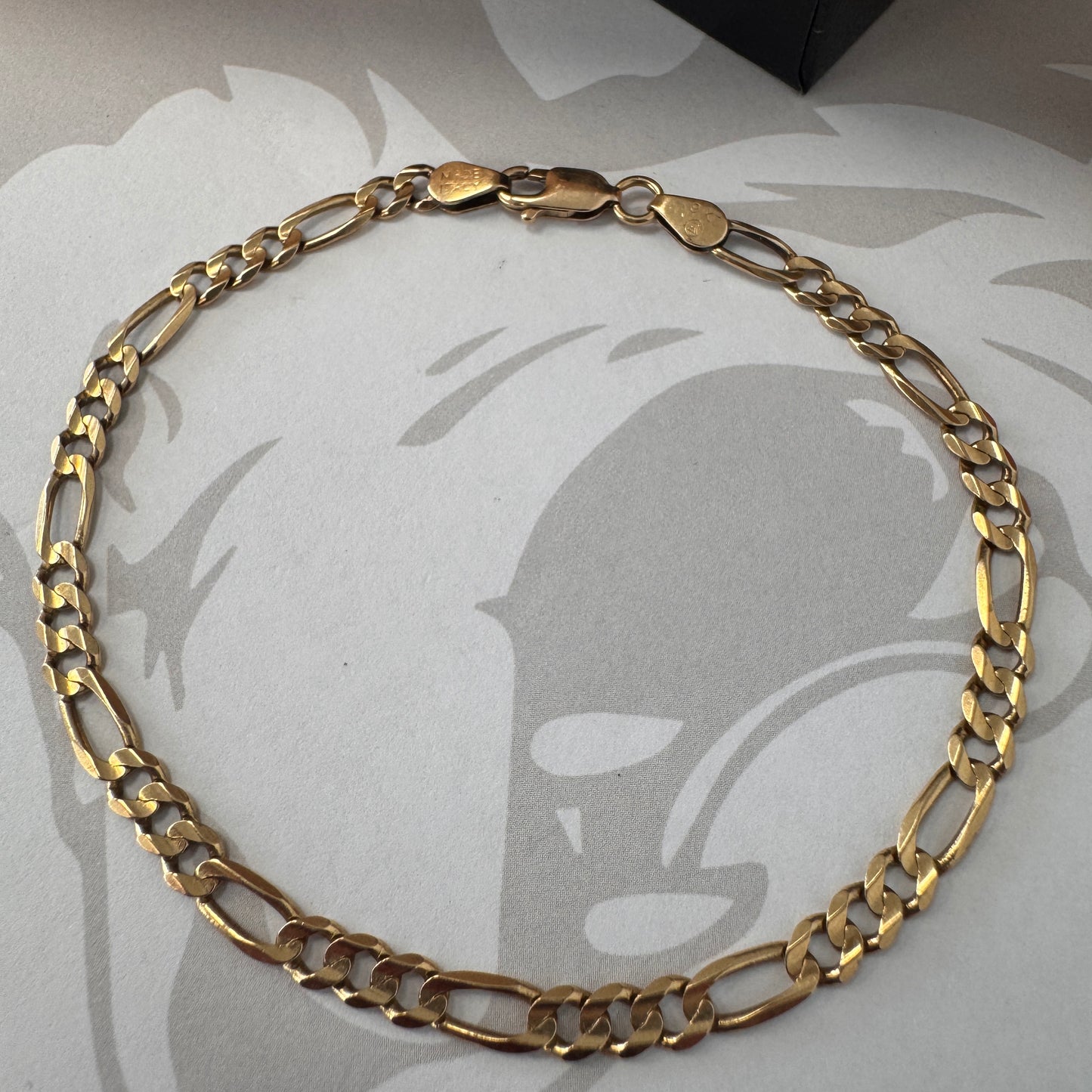 9ct Yellow Gold Figaro Bracelet – 7.6 Inches