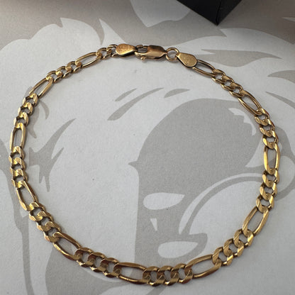 9ct Yellow Gold Figaro Bracelet – 7.6 Inches