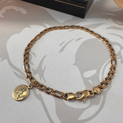 9ct Yellow Gold St Christopher Charm Bracelet – 7.5 Inches