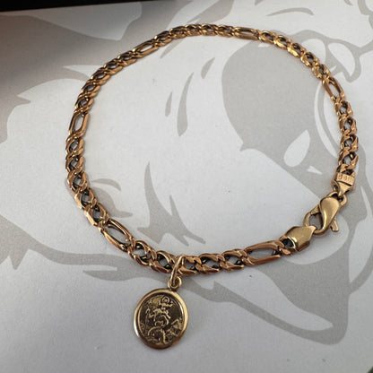 9ct Yellow Gold St Christopher Charm Bracelet – 7.5 Inches