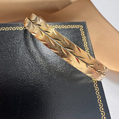 9ct Yellow Gold Set of Two Detailed Bangles