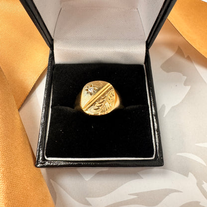 9ct Yellow Gold Diamond Signet Ring