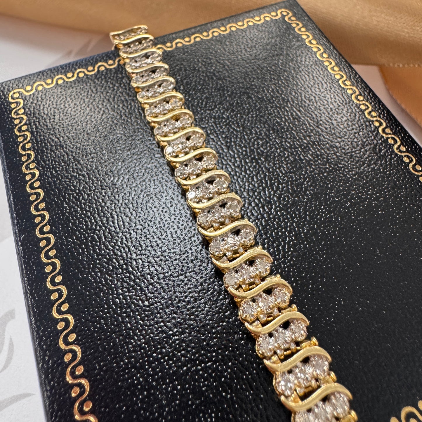 14ct Yellow Gold Diamond Tennis Bracelet – 7.5 Inches