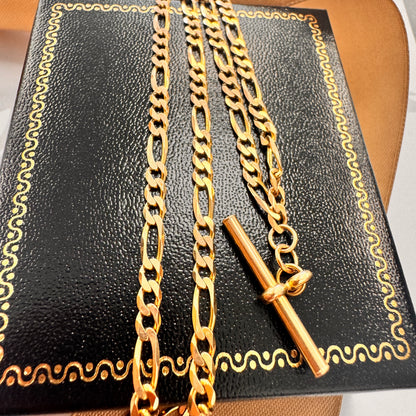 9ct Yellow Gold Figaro T-Bar Necklace