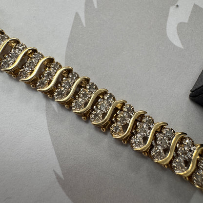 14ct Yellow Gold Diamond Tennis Bracelet – 7.5 Inches