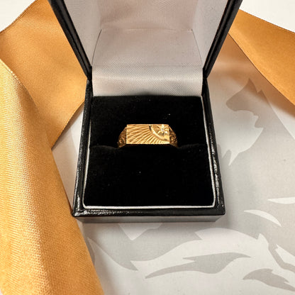 9ct Yellow Gold Diamond Signet Ring