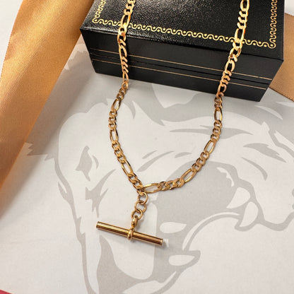 9ct Yellow Gold Figaro T-Bar Necklace