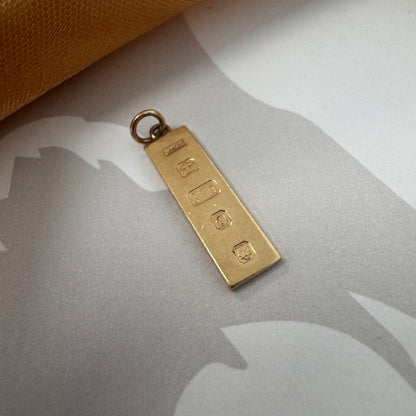 9ct Gold Hallmarked Gold Bar Charm