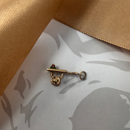 Vintage 9ct Gold Enamel Wheelbarrow Charm