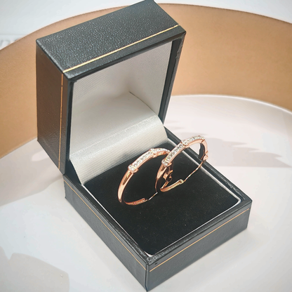 Rose Gold Plated Sterling Silver Cubic Zirconia Hoop Earrings – view 2
