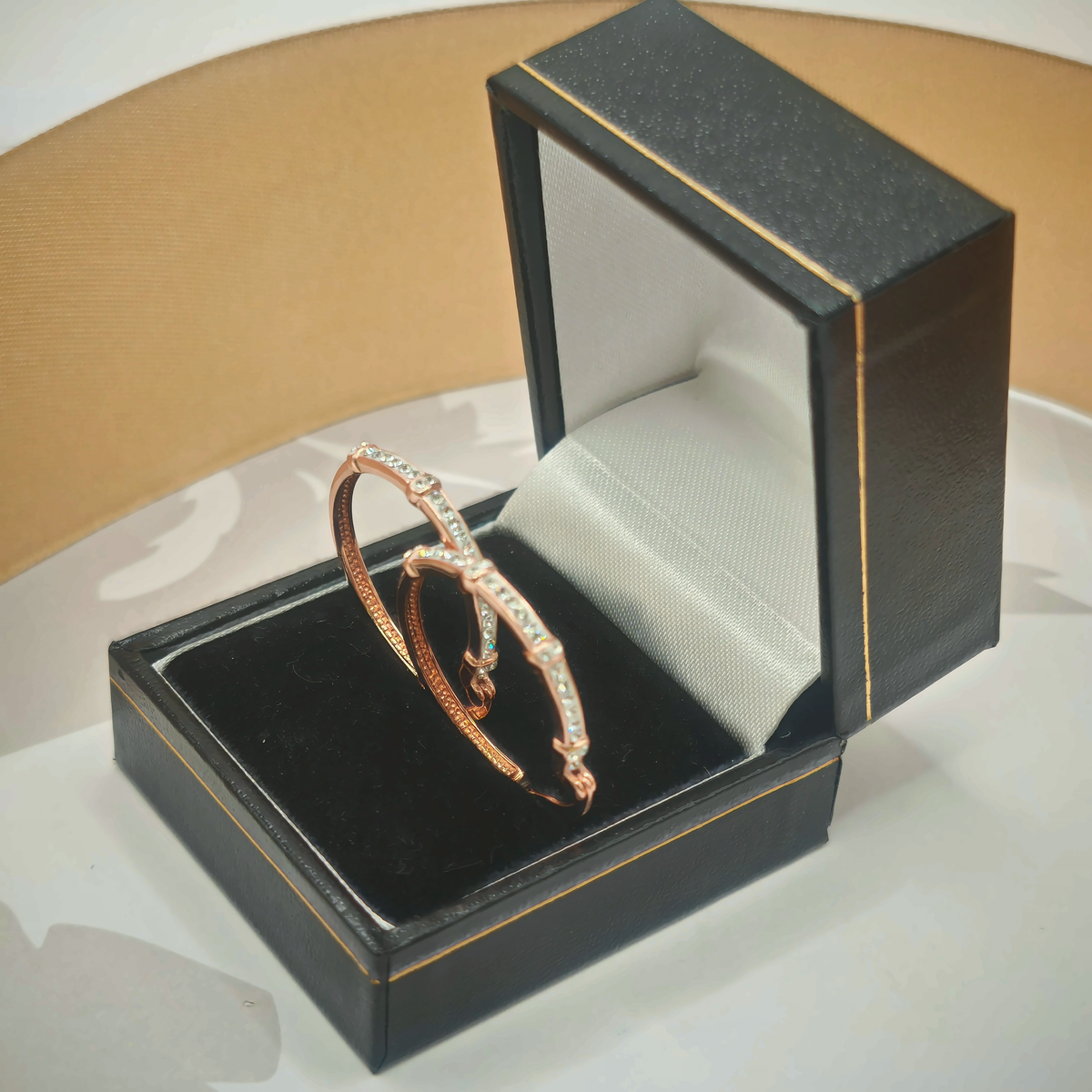 Rose Gold Plated Sterling Silver Cubic Zirconia Hoop Earrings – view 3