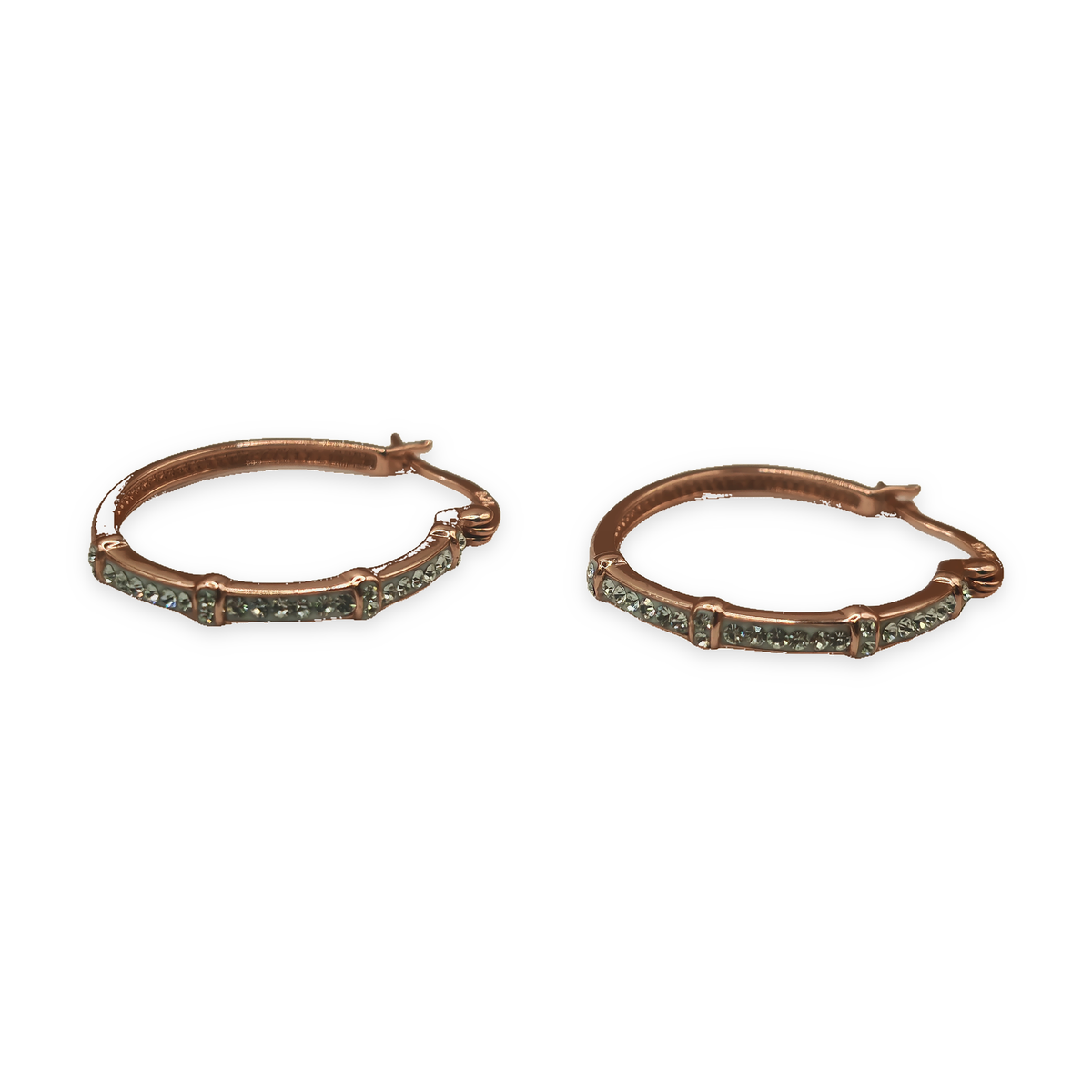 Rose Gold Plated Sterling Silver Cubic Zirconia Hoop Earrings – view 4