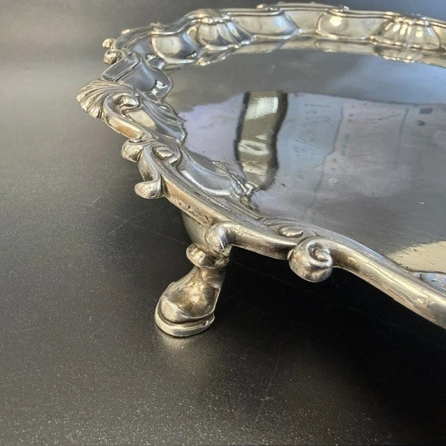 George II Sterling Silver Salver London 1749 William Hunter Footed Tray 22oz