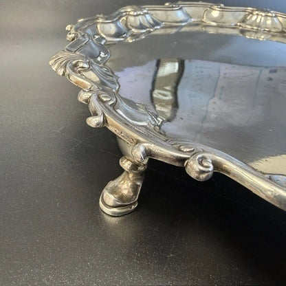 George II Sterling Silver Salver London 1749 William Hunter Footed Tray 22oz