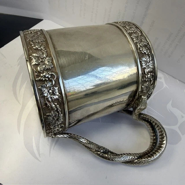 Georgian Sterling Silver Christening Mug Snake Handle Emes Barnard London 1812