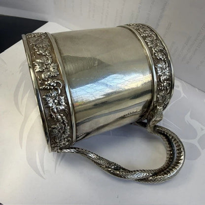 Georgian Sterling Silver Christening Mug Snake Handle Emes Barnard London 1812
