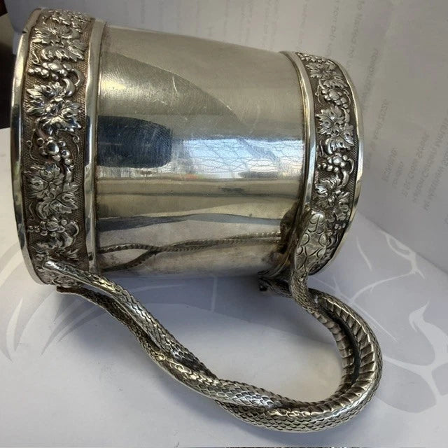 Georgian Sterling Silver Christening Mug Snake Handle Emes Barnard London 1812