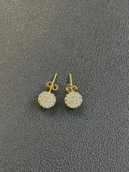 925 Sterling Silver Pave Stud Earrings - 9ct gold on sterling silver