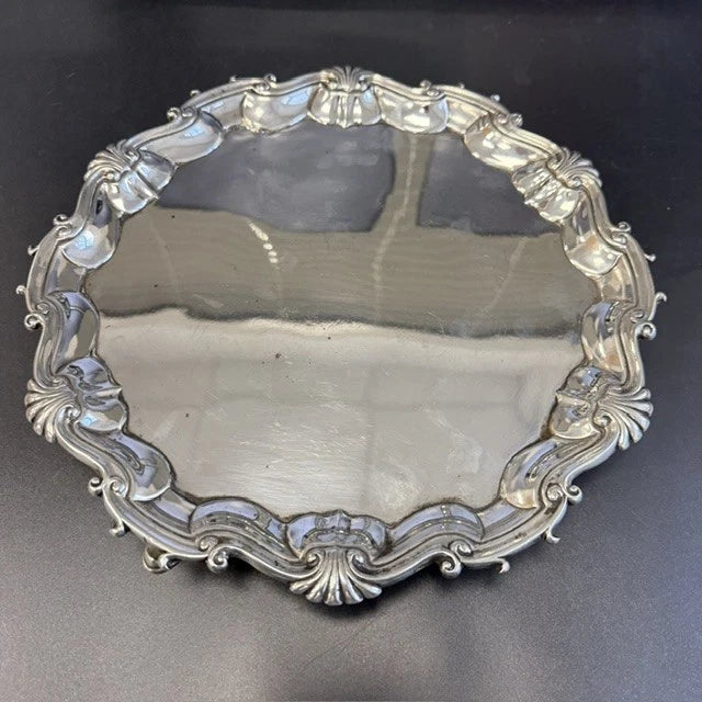 George II Sterling Silver Salver London 1749 William Hunter Footed Tray 22oz