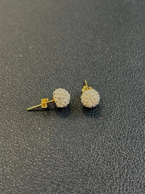 925 Sterling Silver Pave Stud Earrings - 9ct gold on sterling silver