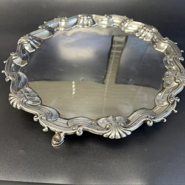 George II Sterling Silver Salver London 1749 William Hunter Footed Tray 22oz