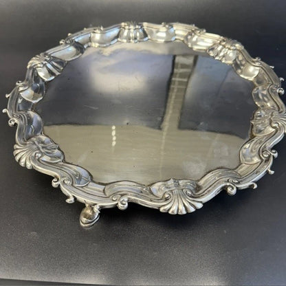 George II Sterling Silver Salver London 1749 William Hunter Footed Tray 22oz