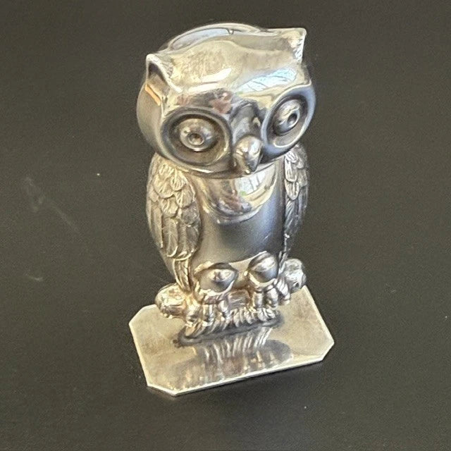 Topazio Portugal 925 Sterling Silver Owl Figurine Standing Model 21.5g