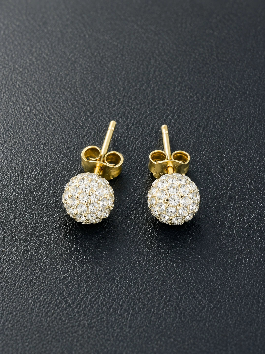 925 Sterling Silver Pave Stud Earrings - 9ct gold on sterling silver