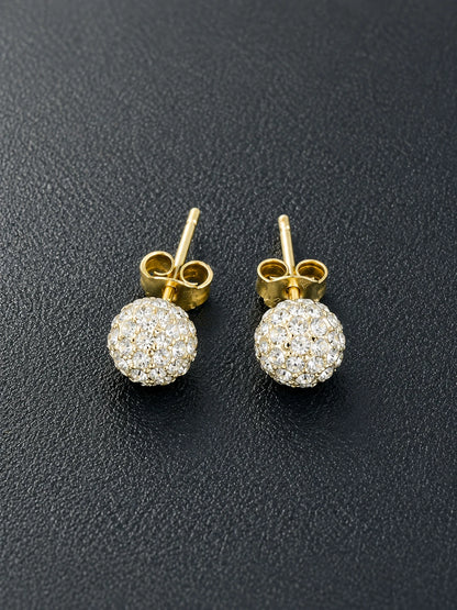 925 Sterling Silver Pave Stud Earrings - 9ct gold on sterling silver