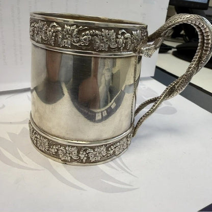 Georgian Sterling Silver Christening Mug Snake Handle Emes Barnard London 1812