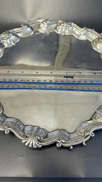 George II Sterling Silver Salver London 1749 William Hunter Footed Tray 22oz