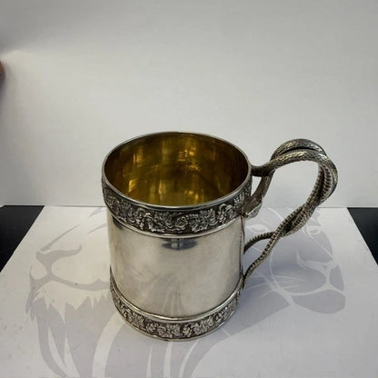 Georgian Sterling Silver Christening Mug Snake Handle Emes Barnard London 1812