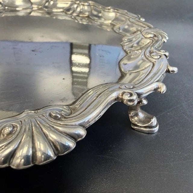 George II Sterling Silver Salver London 1749 William Hunter Footed Tray 22oz