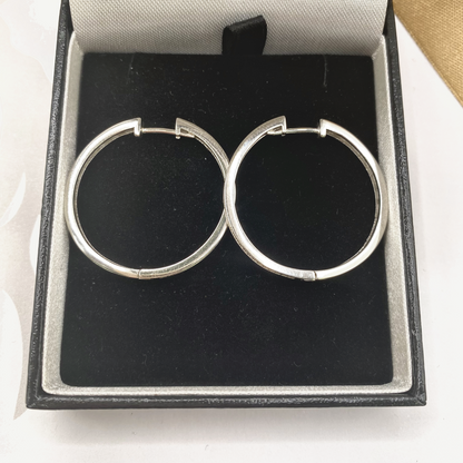 Sterling Silver Clear Stone Set Hinged Hoop Earrings – view 3