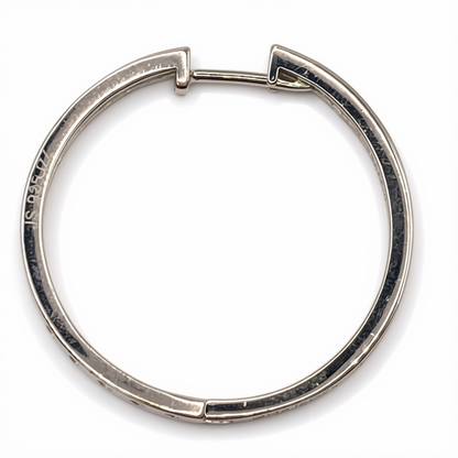Sterling Silver Clear Stone Set Hinged Hoop Earrings – view 5